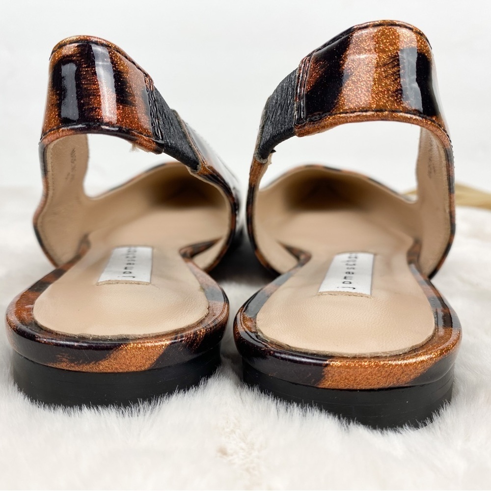 James Chan Animal Print Pointed Toe Leather Slingback Flats 6 NWOB - Picture 9 of 9